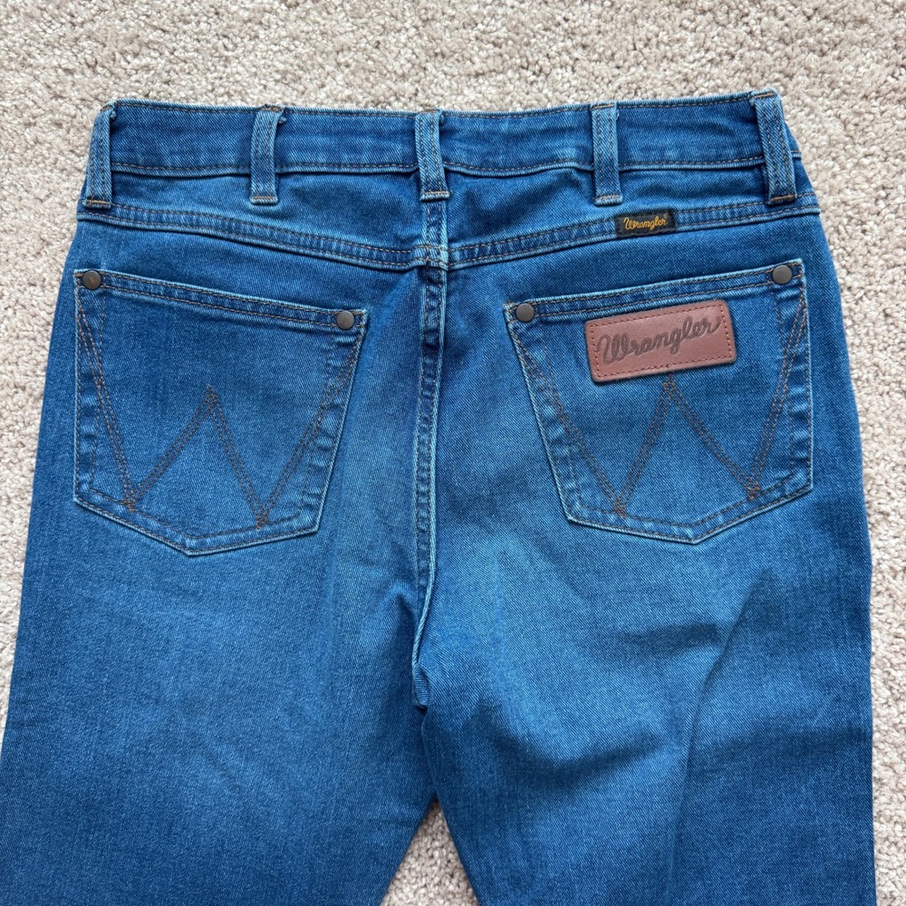 Wrangler Retro High Rise Trouser Boot Jeans Womens 27x34 Blue Denim 1011MPEAB - Picture 3 of 10